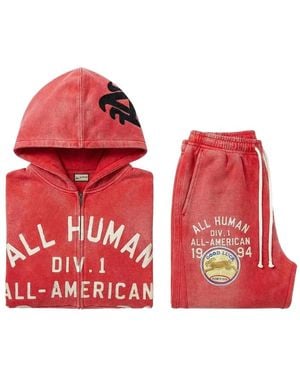 ALL HUMAN Set con pantalones de chándal de algodón - Rojo