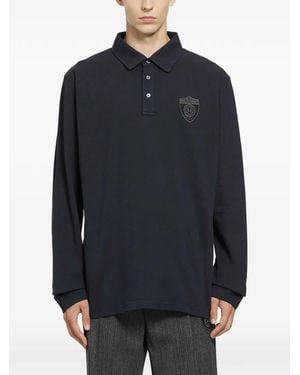 MM6 by Maison Margiela Logo-Patch Long-Sleeve Polo Shirt - Blue
