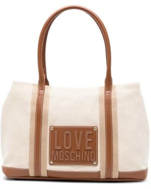 Love Moschino Logo-Plaque Tote Bag - White