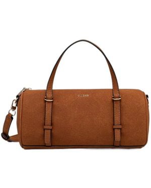 Guess Taylor Mini Barrel Satchel Faux-Suede Bag - Brown