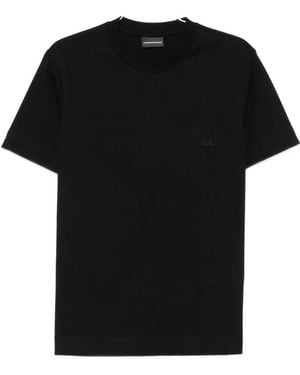 Emporio Armani Logo-Embroidered T-Shirt - Black