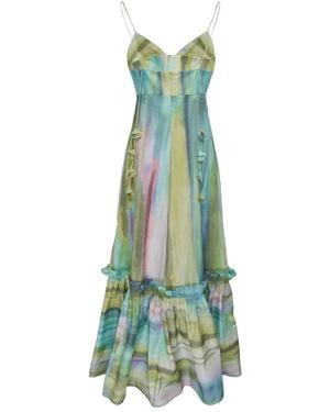 Alexis Abito Lungo Danelle Con Ruches - Verde