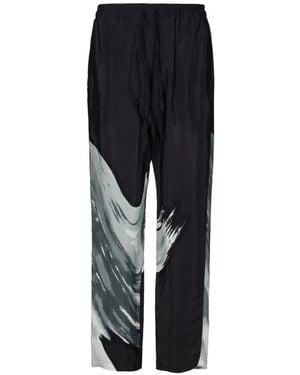 Tessitura Monochrome-Print Straight Trousers - Black