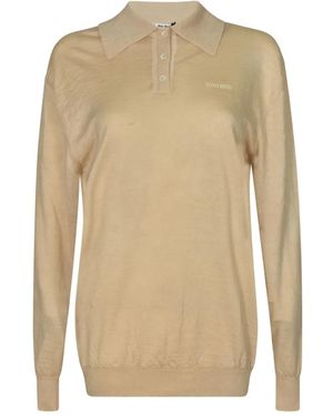 Miu Miu Polo À Manches Longues - Neutre