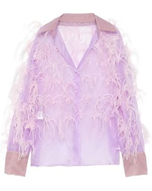 Isabel Sanchis Plume Embellished Long Sleeves Shirt - Pink