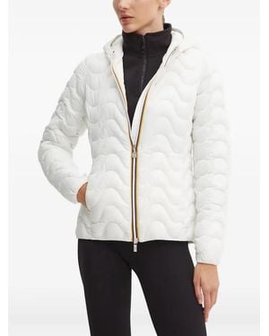 K-Way Wave-Pattern Hooded Jacket - White