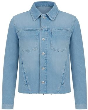 L'Agence Janelle Raw-Edge Denim Jacket - Blue