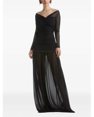 Atu Body Couture Ruched Tulle Gown - Black