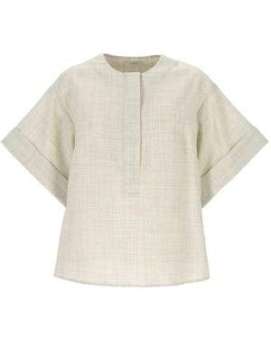 JOSEPH Yani Concealed-Placket Turn-Up Cuff Blouse - White