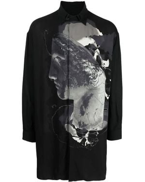 Yohji Yamamoto Graphic-Print Long-Sleeve Shirt - Black