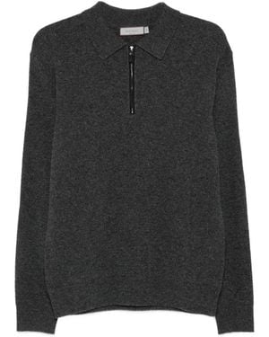 Canali Pull Style Polo À Fermeture Zippée - Black