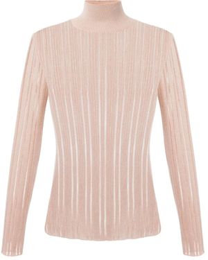 Elisabetta Franchi Ribbed Turtleneck Top - Pink