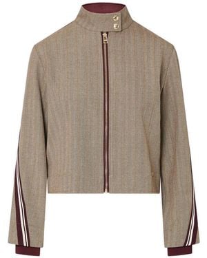 Liu Jo Herringbone-Pattern Zip-Up Jacket - Brown