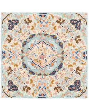 Bimba Y Lola Frayed Printed Scarf - White