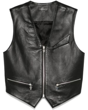 Mugler ジップ レザートップ - ブラック