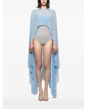 Atu Body Couture Mesh Bodysuit And Cape Set - Blue