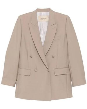 Valentino Garavani Double-Breasted Peak-Lapels Jacket - Natural