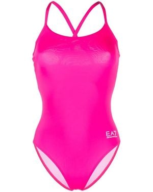 EA7 Badeanzug Mit Logo-Print - Pink