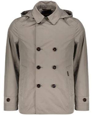 Moorer Double-Breasted Hooded Jacket - Grey