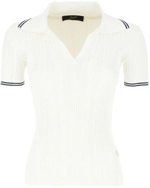 The Seafarer Ribbed-Collar Polo Top - White