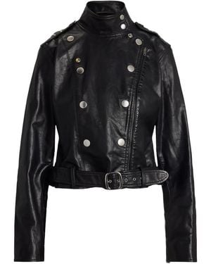 Polo Ralph Lauren Belted Leather Biker Jacket - Black