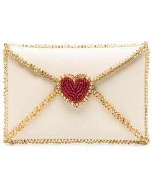 Vanina Heart-Motif Clutch Bag - Natural