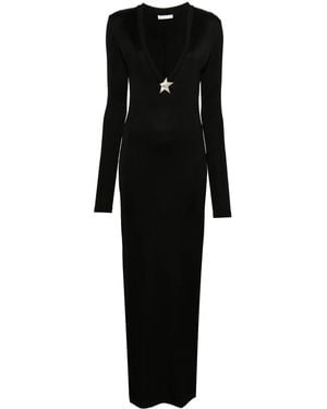 Area Fine-Ribbed Maxi Dress - Black