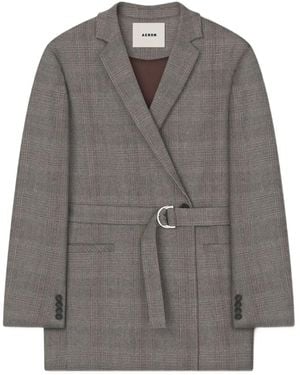 Aeron Checked Belted Blazer - Grey