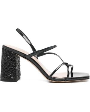 Sandro Glitter Block-Heeled Sandals - White