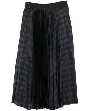 Sacai Falda Midi Plisada A Rayas - Negro