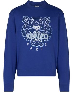 KENZO Tiger-Print "" Sweatshirt - Blue