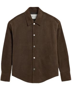 Ami Paris Leren Shirtjack Met Knopen - Bruin