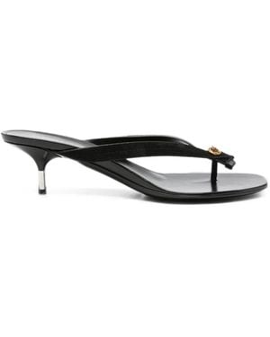 Versace Medusa Plaque Kitten-Heel Sandals - White