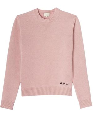 A.P.C. Pull Anna À Logo Brodé Et Bords Côtelés - Rose