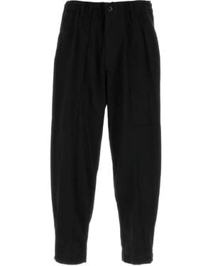 Yohji Yamamoto Patch-Pocket Cotton Pants - Black