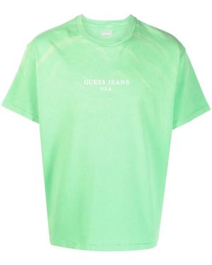 Guess Logo-Print Short-Sleeve Cotton T-Shirt - Green