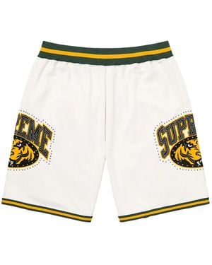 Supreme Bermudas de baloncesto con logo y apliques - Blanco