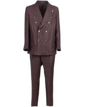 Tombolini Zero Gravity Double-Breasted Linen Suit - Brown