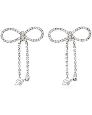 Blumarine Pendientes Con Lazo De Strass - Blanco
