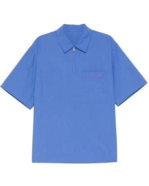 CROQUIS Embroidered-Logo Camp-Collar Polo Shirt - Blue