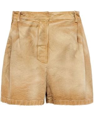 Prada Shorts Met Geplooid Detail - Naturel
