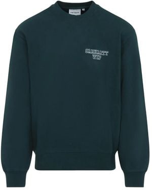 Carhartt Logo-Embroidered Crew-Neck Sweatshirt - Blue