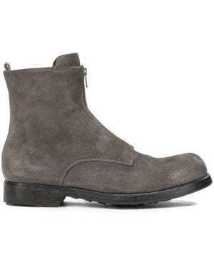 Officine Creative Front-Zip Distressed-Effect Boots - Brown
