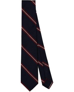 MARINO Striped Silk Tie - Blue