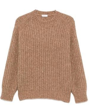 Peserico Ribbed-Knit Raglan-Sleeve Sweater - Natural
