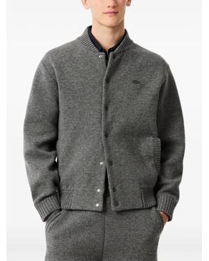 Lacoste Buttoned-Knitted Bomber Jacket - Grey