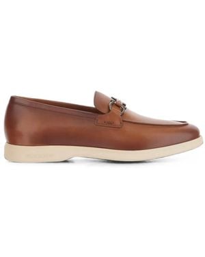 Ferragamo Casual Loafers With Gancini Ornament - Brown