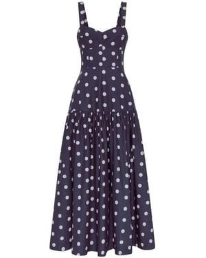 Nicholas Valeria Polka-Dot Midi Dress - Blue