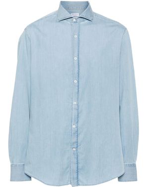 Brunello Cucinelli スプレッドカラー シャツ - ブルー