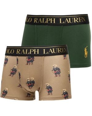 Polo Ralph Lauren Logo-Trim Bear-Print Trunks - Green